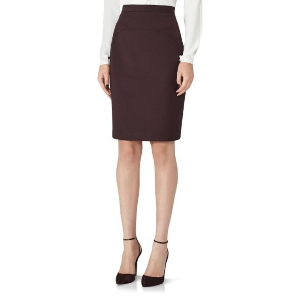 REISS Wool Pencil Skirt Plum Size 4
